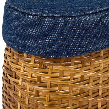 Chanel CC Logo Chain Shoulder Bag Basket Bag Rattan Brown Blue