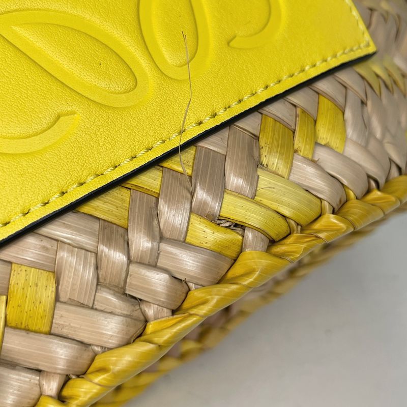 Loewe Basket Bag Small Bag Anagram Palm Leaf Handbag Raffia Beige Yellow
