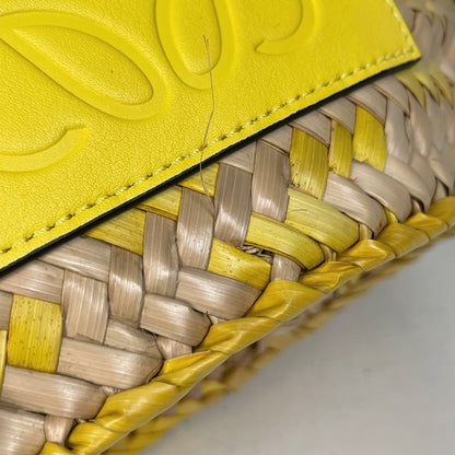 Loewe Basket Bag Small Bag Anagram Palm Leaf Handbag Raffia Beige Yellow