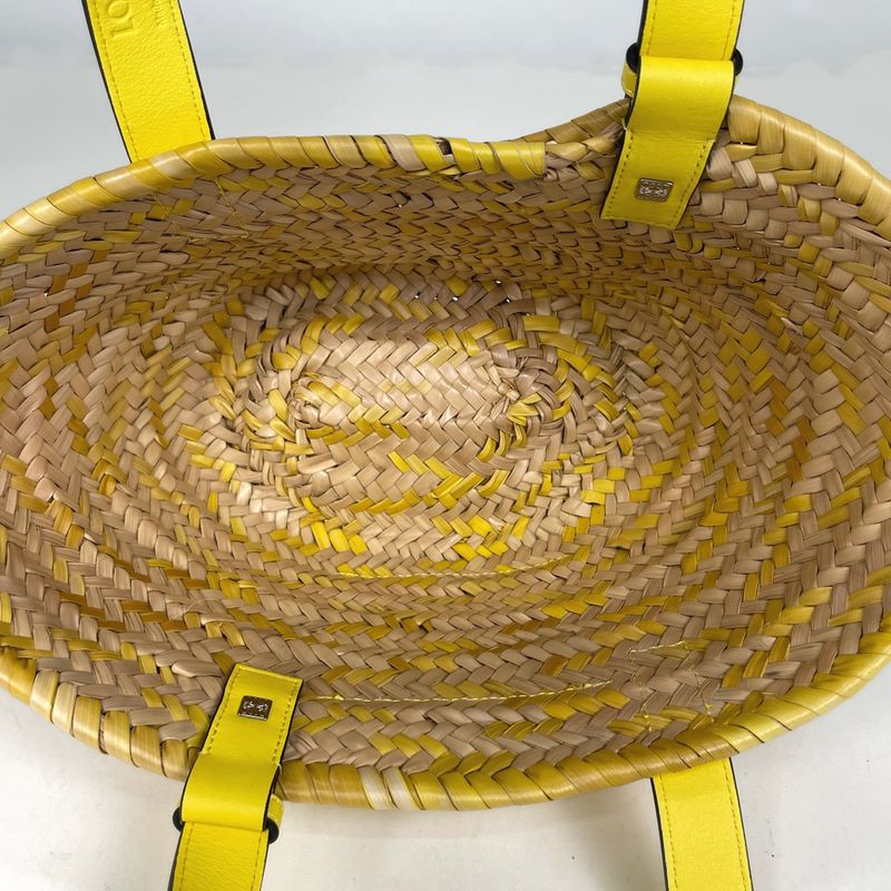 Loewe Basket Bag Small Bag Anagram Palm Leaf Handbag Raffia Beige Yellow