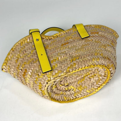 Loewe Basket Bag Small Bag Anagram Palm Leaf Handbag Raffia Beige Yellow