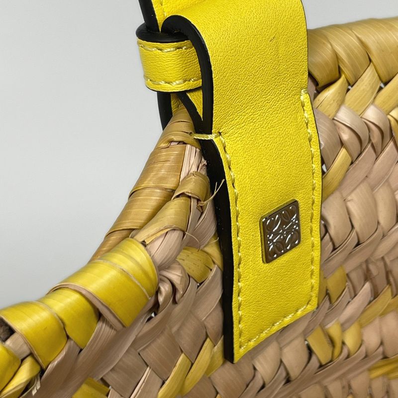 Loewe Basket Bag Small Bag Anagram Palm Leaf Handbag Raffia Beige Yellow