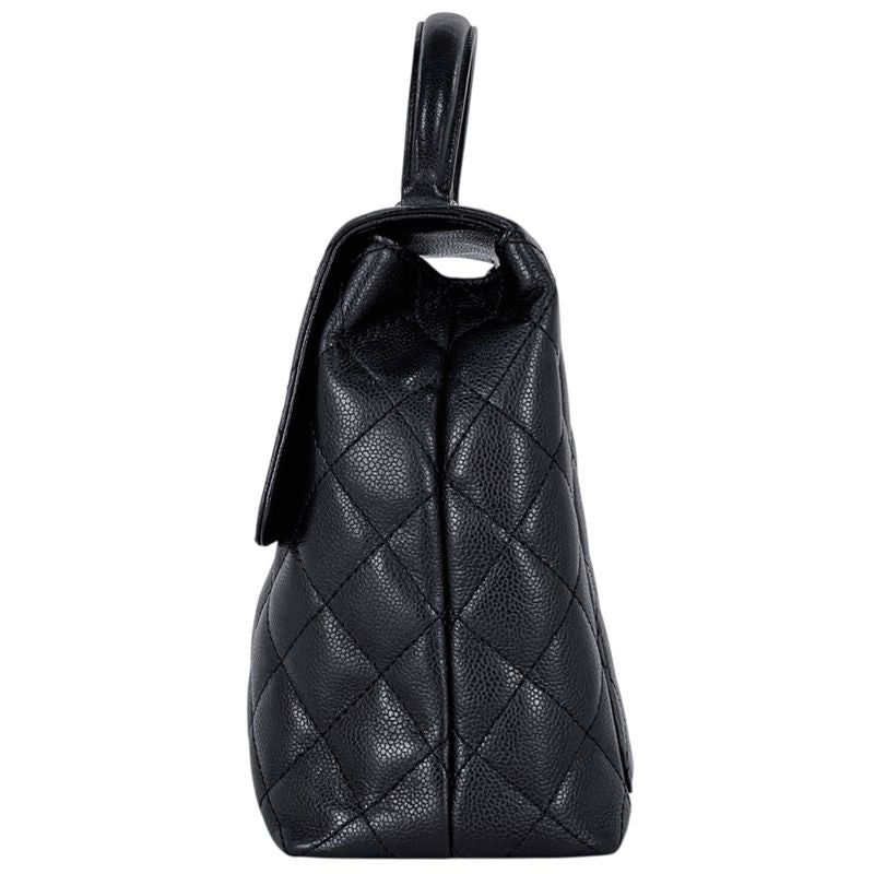 Chanel CC Logo Handbag Quilted Caviar Leather Black