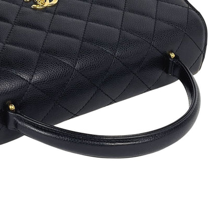 Chanel CC Logo Handbag Quilted Caviar Leather Black