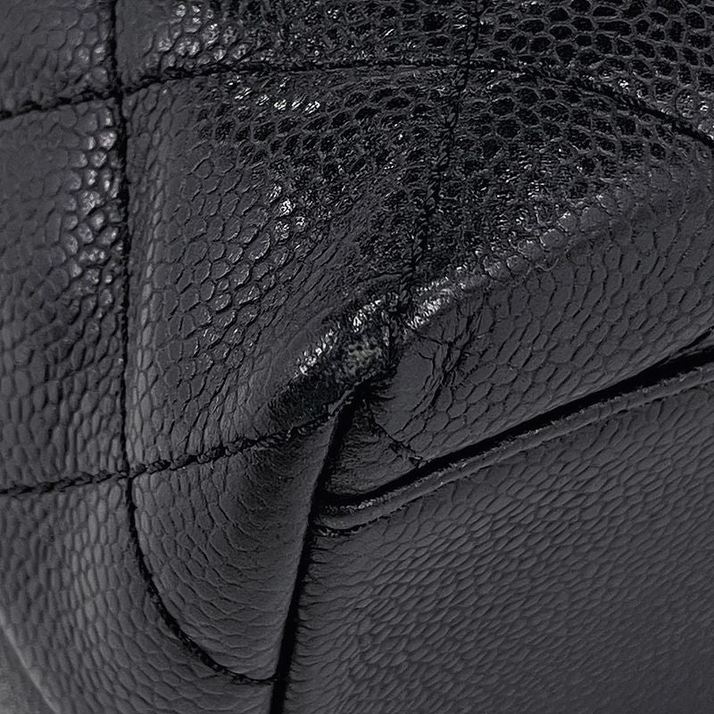 Chanel CC Logo Handbag Quilted Caviar Leather Black