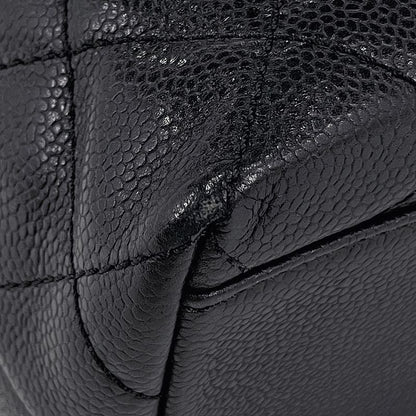 Chanel CC Logo Handbag Quilted Caviar Leather Black