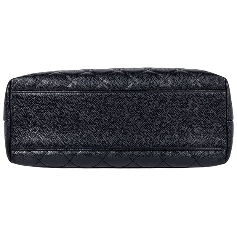 Chanel CC Logo Handbag Quilted Caviar Leather Black