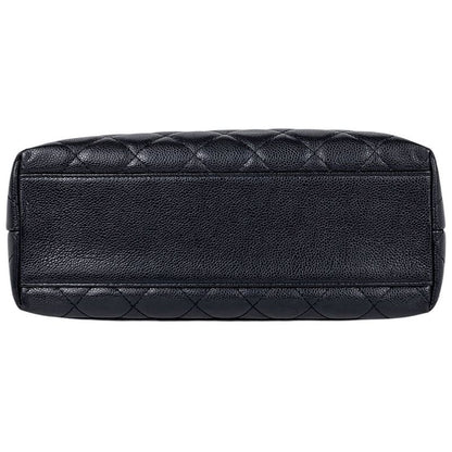 Chanel CC Logo Handbag Quilted Caviar Leather Black