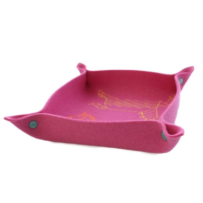 Hermes Vidopoche Epope GM Case Tray Horse Pattern Felt Pink