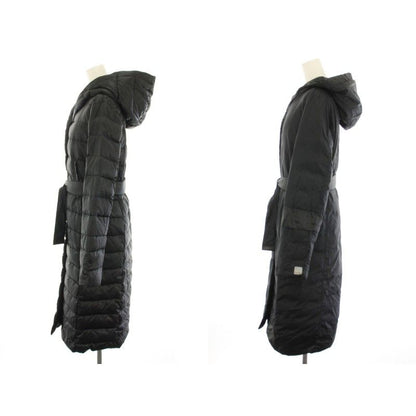 Max Mara S 'S Down Coat Reversible Hood with Ribbon Belt Black YT