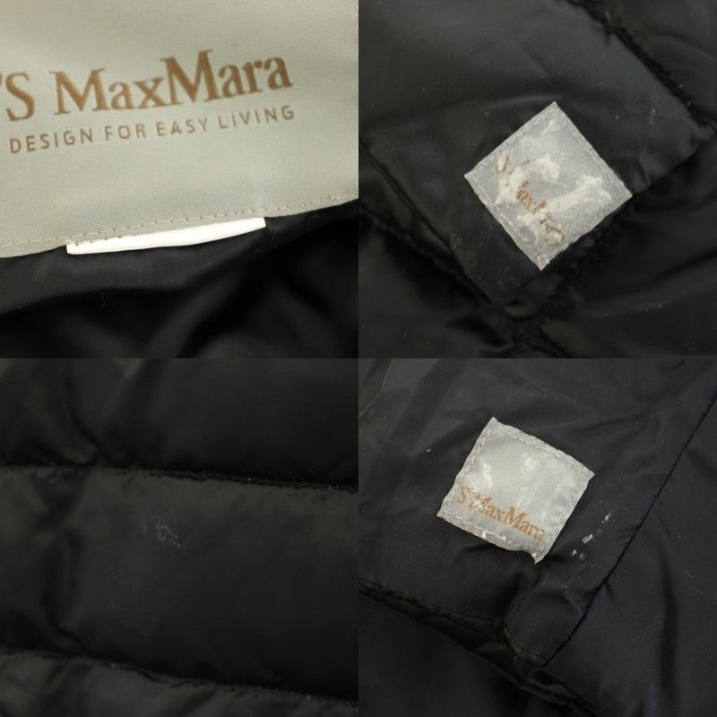 Max Mara S 'S Down Coat Reversible Hood with Ribbon Belt Black YT
