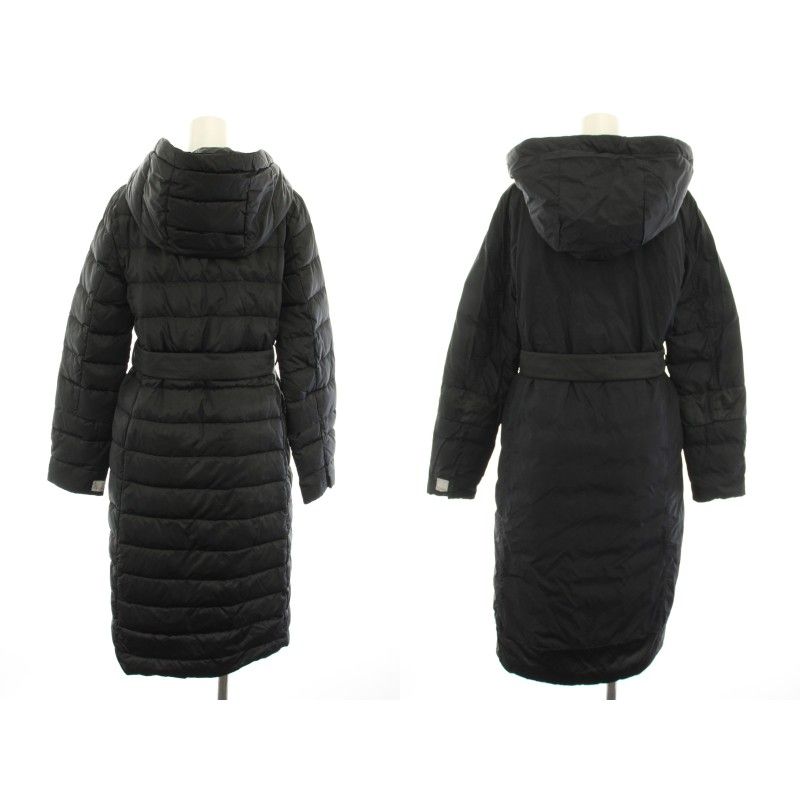 Max Mara S 'S Down Coat Reversible Hood with Ribbon Belt Black YT