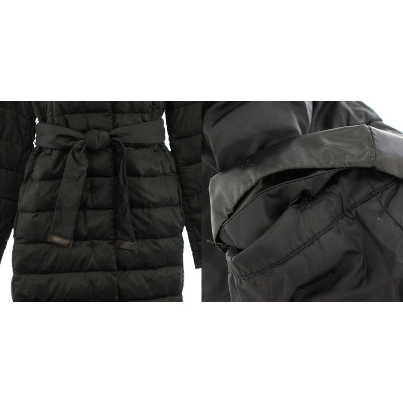 Max Mara S 'S Down Coat Reversible Hood with Ribbon Belt Black YT