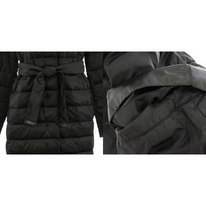 Max Mara S 'S Down Coat Reversible Hood with Ribbon Belt Black YT