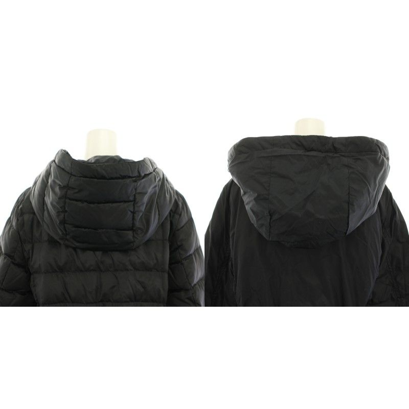 Max Mara S 'S Down Coat Reversible Hood with Ribbon Belt Black YT