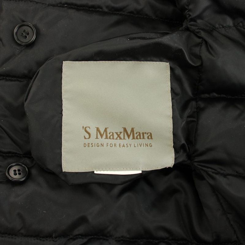 Max Mara S 'S Down Coat Reversible Hood with Ribbon Belt Black YT