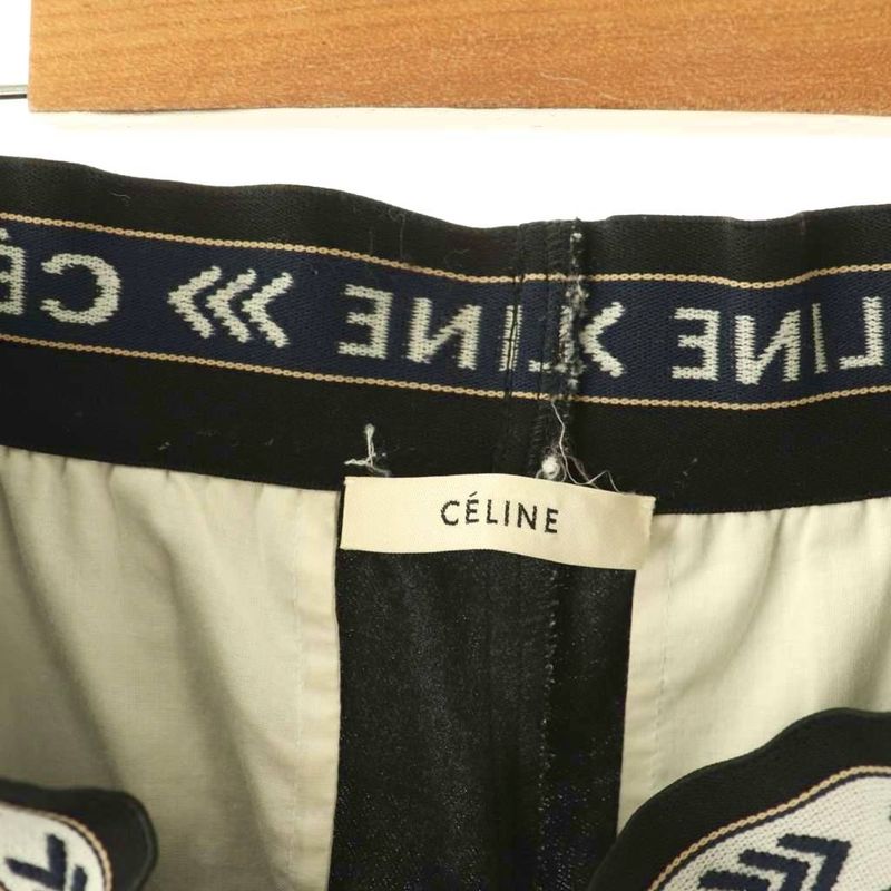 Celine Phoebe Philo Era Waist Logo Easy Pants Wide Wool 34 Gray