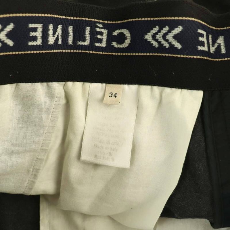 Celine Phoebe Philo Era Waist Logo Easy Pants Wide Wool 34 Gray