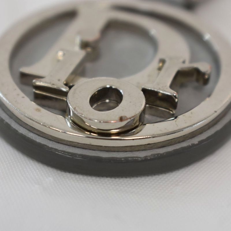 Dior D-touch Key Holder Key Ring Logo Plate Silver Gray