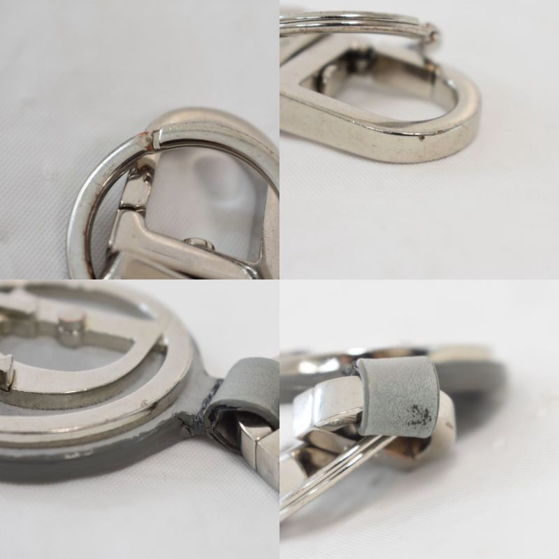 Dior D-touch Key Holder Key Ring Logo Plate Silver Gray