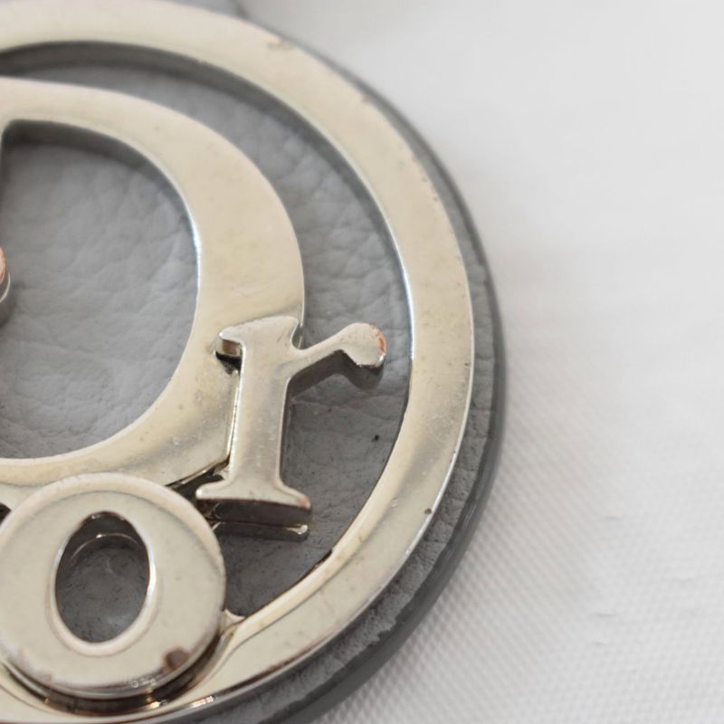 Dior D-touch Key Holder Key Ring Logo Plate Silver Gray