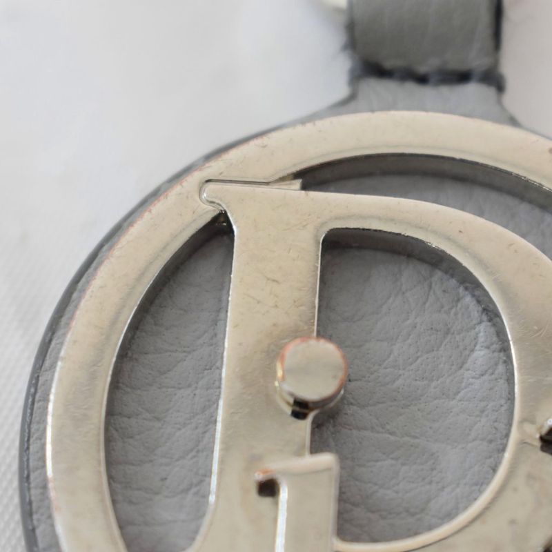 Dior D-touch Key Holder Key Ring Logo Plate Silver Gray