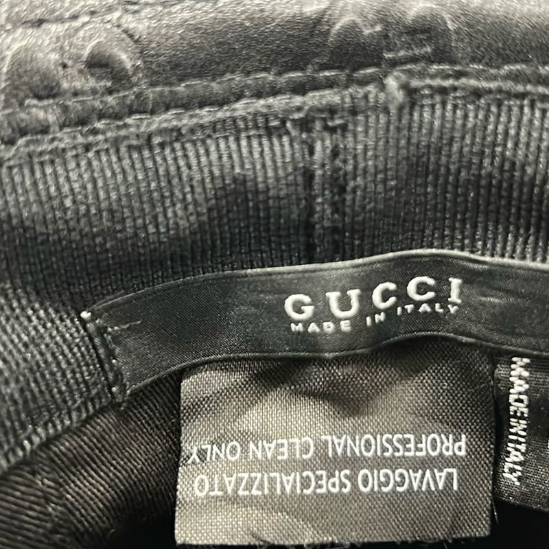 Gucci Hat XL Black Guccissima Line Leather