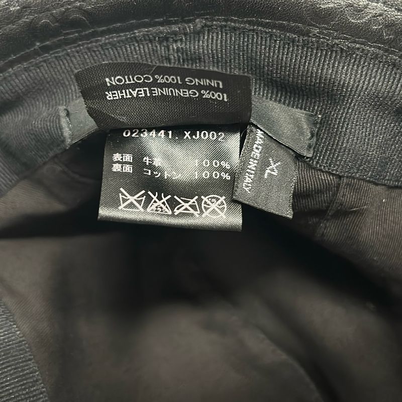 Gucci Hat XL Black Guccissima Line Leather
