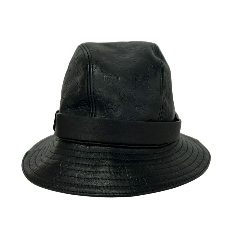 Gucci Hat XL Black Guccissima Line Leather