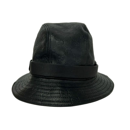 Gucci Hat XL Black Guccissima Line Leather