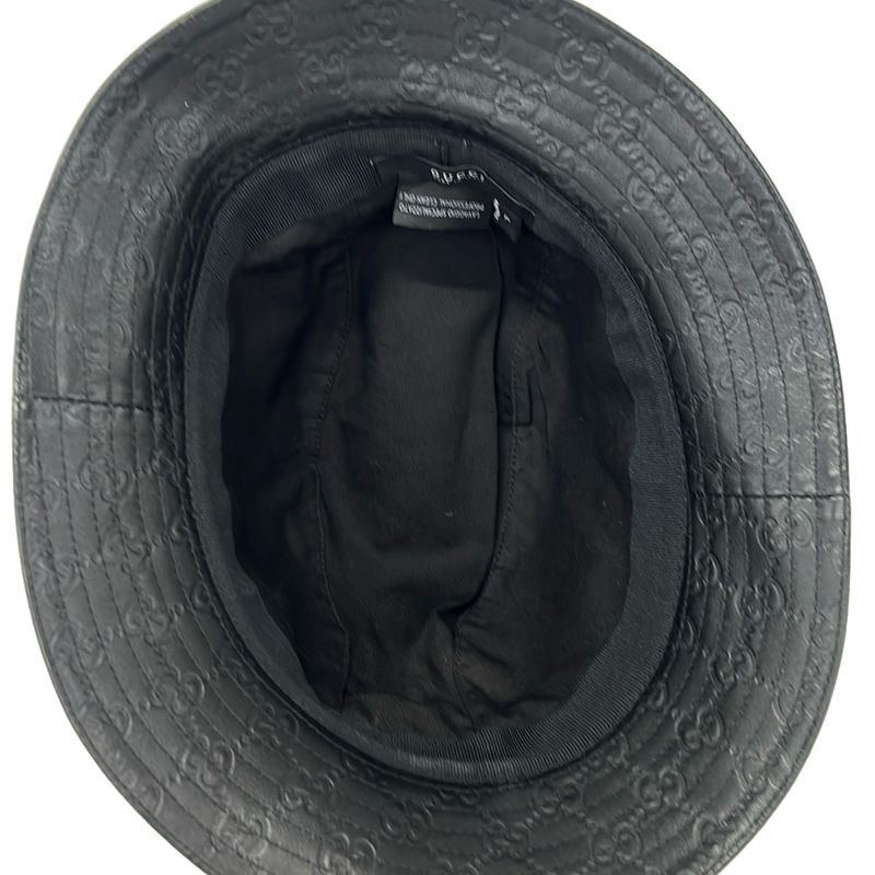 Gucci Hat XL Black Guccissima Line Leather