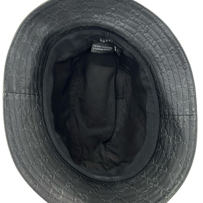 Gucci Hat XL Black Guccissima Line Leather