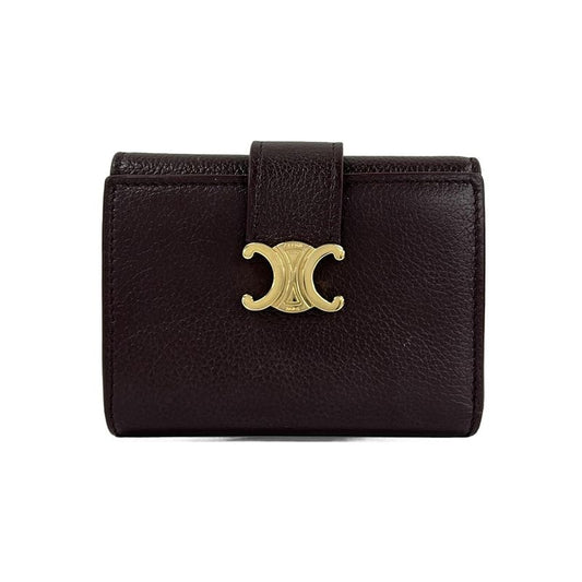 Celine Trifold Wallet Triomphe Dark Brown Leather
