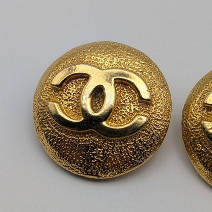 Chanel Earrings CC Logo Round Circle Gold Vintage 23