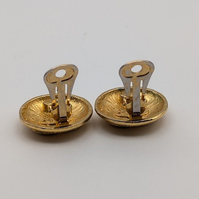 Chanel Earrings CC Logo Round Circle Gold Vintage 23