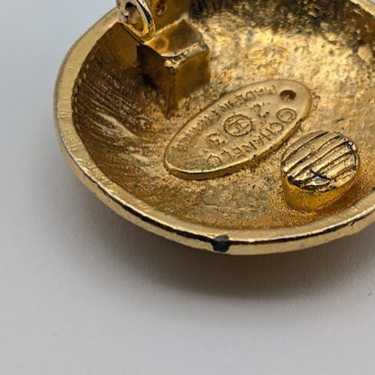 Chanel Earrings CC Logo Round Circle Gold Vintage 23
