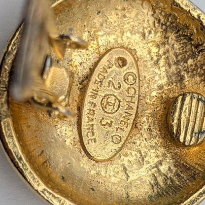 Chanel Earrings CC Logo Round Circle Gold Vintage 23