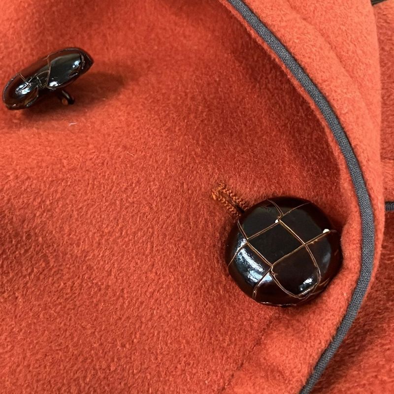 Max Mara Peacoat 42 M Orange Dark Brown Wool Coat