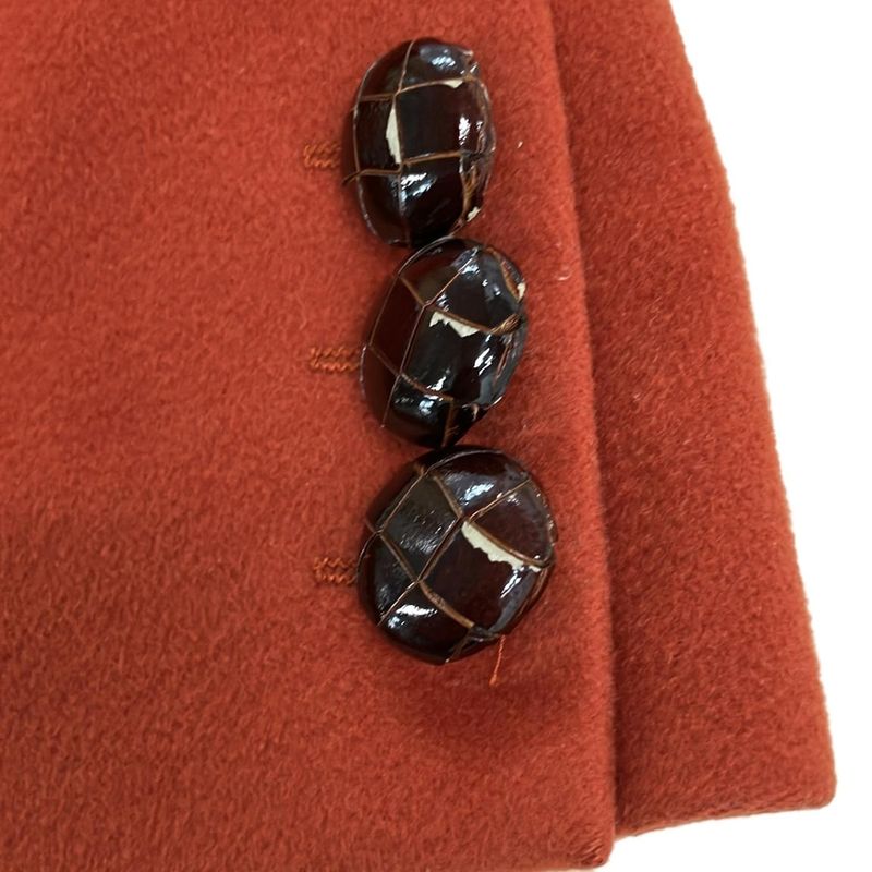 Max Mara Peacoat 42 M Orange Dark Brown Wool Coat