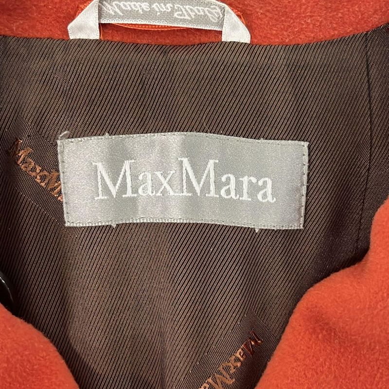 Max Mara Peacoat 42 M Orange Dark Brown Wool Coat