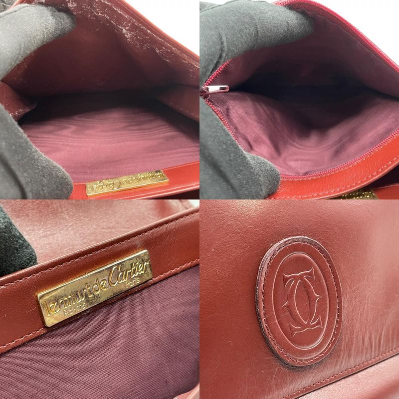 Cartier Must Line Shoulder Bag Leather Gold Crossbody Acceptable Flap Vintage