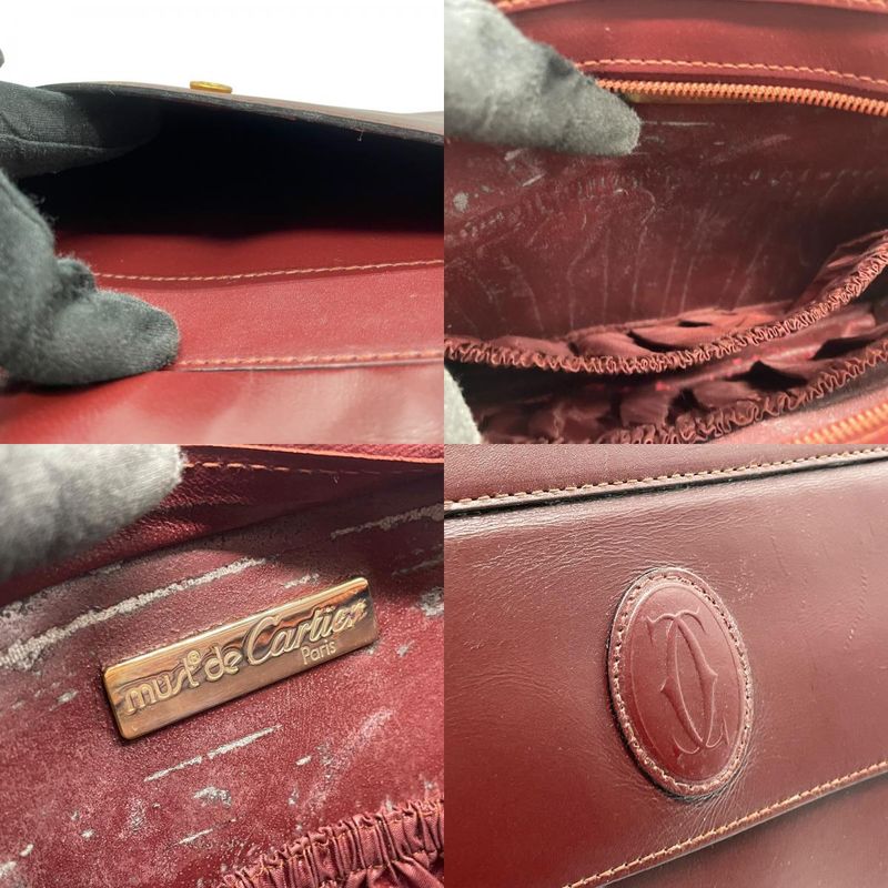 Cartier Must Line Clutch Gold Leather Plate Log Vintage Classic Luxury Handbag