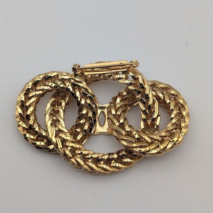 Chanel Brooch CC Logo Gold Ring 3 Rows Vintage