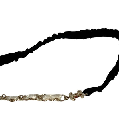 Chanel Headband Chain Camellia CC Logo Metal White Hair Accessory