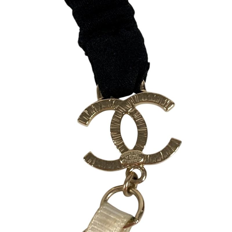 Chanel Headband Chain Camellia CC Logo Metal White Hair Accessory