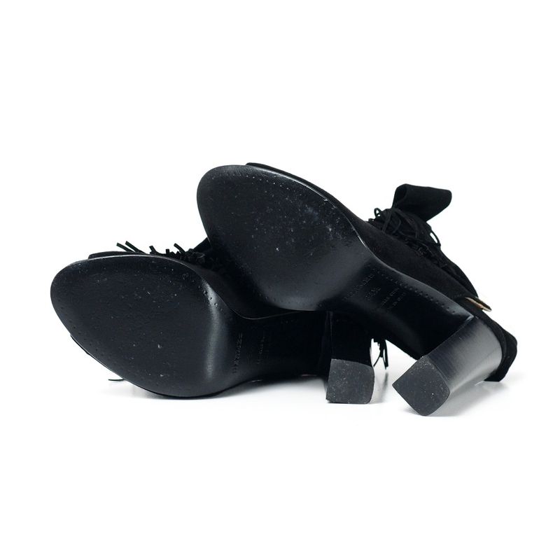 Hermes Sandals 34.5 Fringe Nubuck Ribbon Shoes