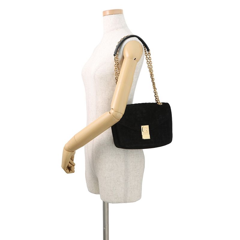 Celine Chain Shoulder Bag C Am Suede Black