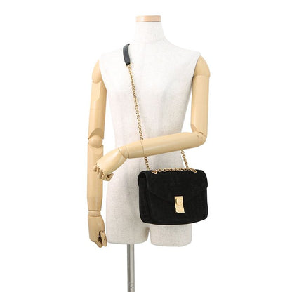 Celine Chain Shoulder Bag C Am Suede Black