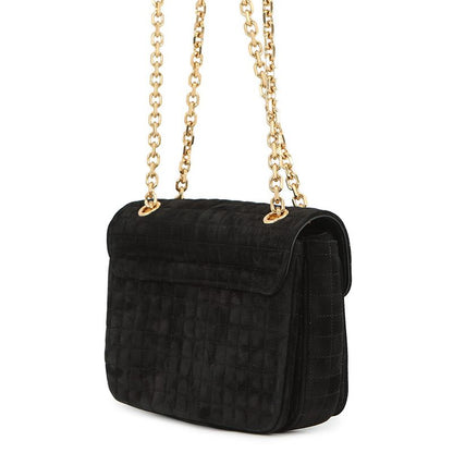 Celine Chain Shoulder Bag C Am Suede Black