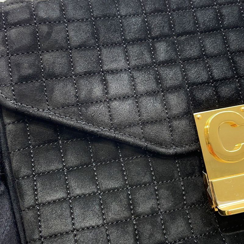 Celine Chain Shoulder Bag C Am Suede Black